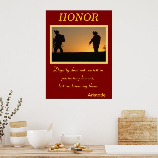 Eer leeft binnen de nobele moed van het leger poster (Keuken)