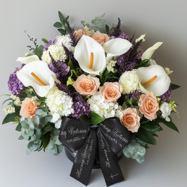 Eer naam elegante belettering gedenkteken zwart satijnen lint