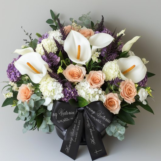 Eer naam elegante belettering gedenkteken zwart satijnen lint