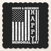Eer Onthoud Happy Memorial Day Amerikaanse vlag Kartonnen Onderzetters (Voorkant)