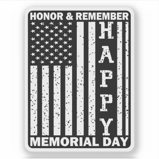 Eer Onthoud Happy Memorial Day Amerikaanse vlag Sticker (Voorkant)
