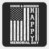 Eer Onthoud Happy Memorial Day Amerikaanse vlag Vierkante Sticker (Voorkant)
