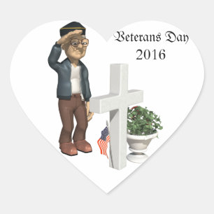 Eer onze veteranen - hart sticker