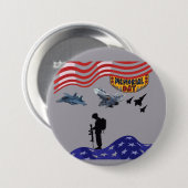 Eer op herdenkingsdag grijs ronde button 7,6 cm (Voorkant /achterkant)