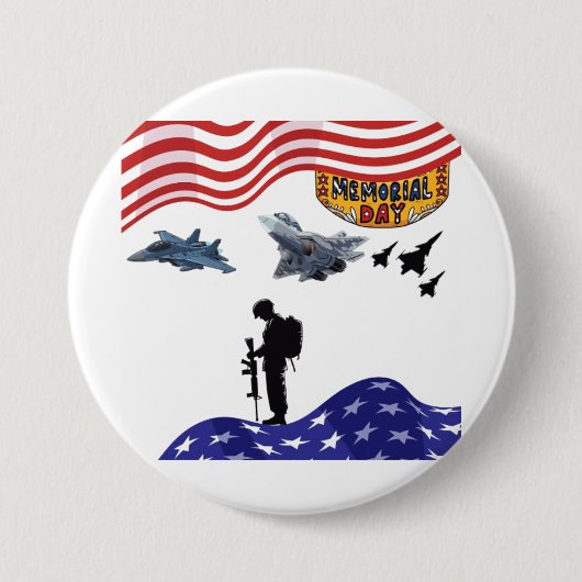 Eer op herdenkingsdag wit ronde button 7,6 cm (Voorkant)