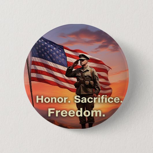 "Eer. Opoffering. Vrijheid." Amerikaanse soldatenv Ronde Button 5,7 Cm (Voorkant)