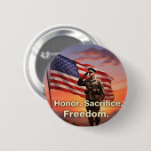"Eer. Opoffering. Vrijheid." Amerikaanse soldatenv Ronde Button 5,7 Cm (Voorkant /achterkant)