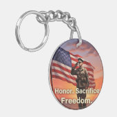 "Eer. Opoffering. Vrijheid." Amerikaanse soldatenv Sleutelhanger (Voorkant Links)