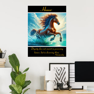 Eer reflecteert in turquoise spatten poster