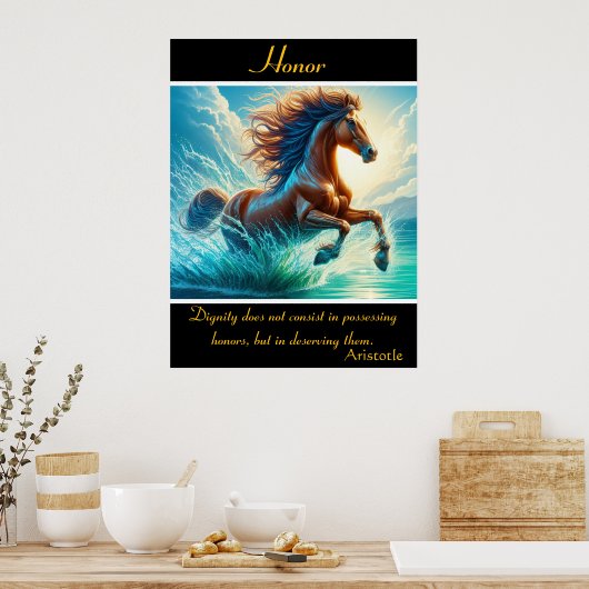 Eer reflecteert in turquoise spatten poster (Keuken)