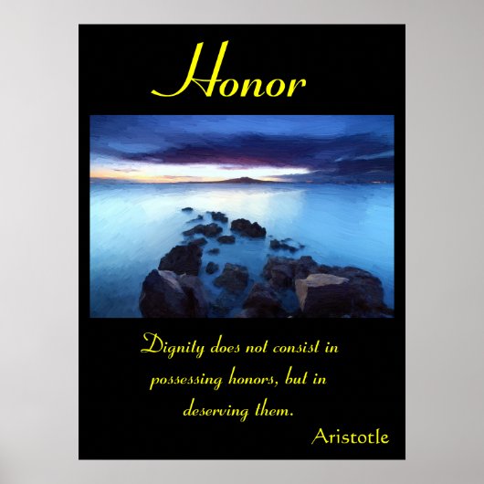 Eer schijnt over serene oceaanvergezichten poster (Voorkant)