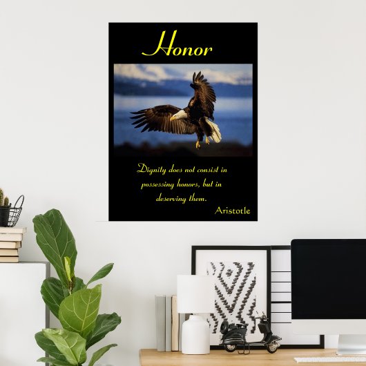 Eer stijgt met de felle majesteit van de adelaar poster (Thuiskantoor)