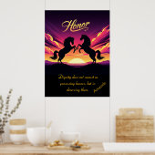 Eer stijgt met de moedige genade van Sunset Poster (Keuken)