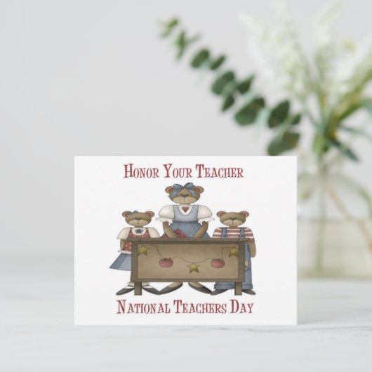 Eer uw leraar nationale lerarendag briefkaart (Staand voorkant)