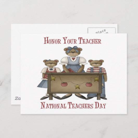 Eer uw leraar nationale lerarendag briefkaart (Voorkant / Achterkant)