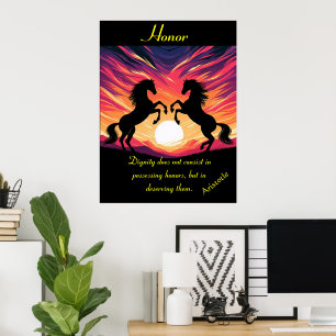 Eer weerklinkt over Sunset's vlaktes Poster