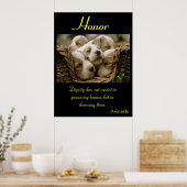 Eer wiegde Puppies in knusse rust Poster (Keuken)