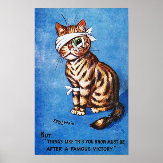 Eerbare Kat Blessure, Louis Wain Poster (Voorkant)