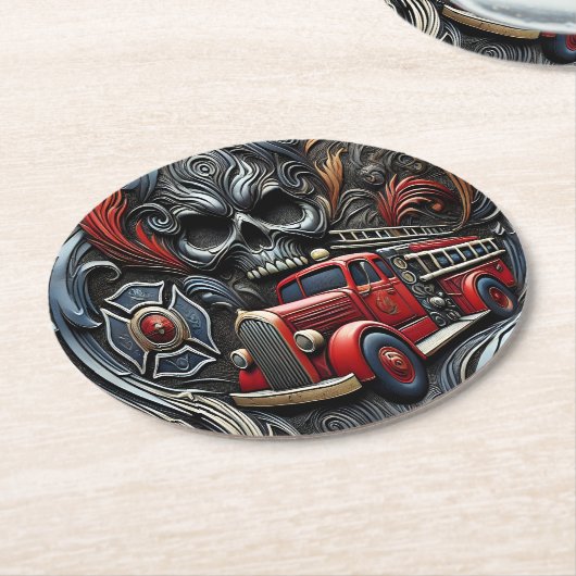 Eerbetoon aan de geest van de brandweer ronde kartonnen onderzetter (Gebogen)