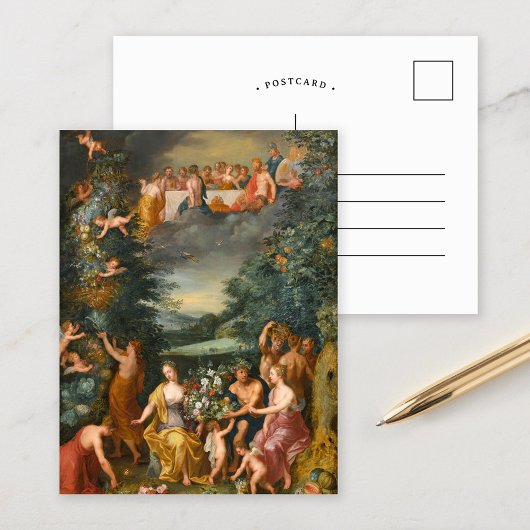 Eerbetoon aan de Godin Flora, een feest van de god Briefkaart
