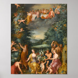 Eerbetoon aan de Godin Flora, een feest van de god Poster