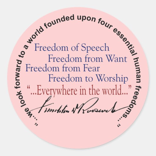 Eerbetoon aan FDR Four Freedoms Ronde Sticker (Voorkant)