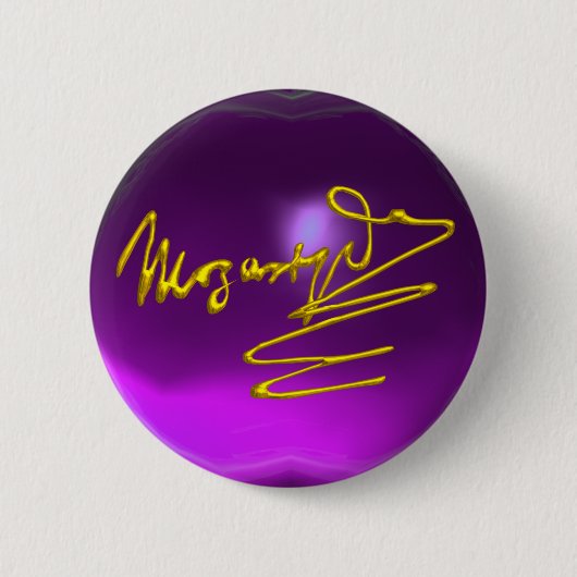 EERBETOON AAN MOZART Gold Signature Paarse Amethis Ronde Button 5,7 Cm (Voorkant)