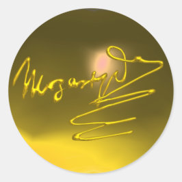 EERBETOON AAN MOZART/Gouden Handtekening, geel top Ronde Sticker