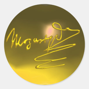 EERBETOON AAN MOZART/Gouden Handtekening, geel top Ronde Sticker