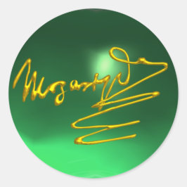 EERBETOON AAN MOZART Gouden Handtekening van Compo Ronde Sticker