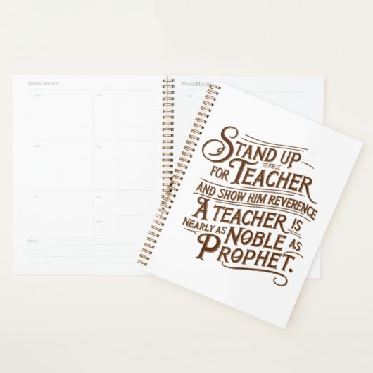 eerbied en eerbied voor de leraar planner (Display)