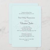 Eerbiedig Kruis Religieuze Uitnodiging blauw (Voorkant / Achterkant)