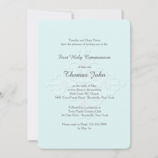 Eerbiedig Kruis Religieuze Uitnodiging blauw (Voorkant)