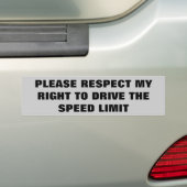 Eerbiedig mijn recht om de snelheidsgrens te bestu bumpersticker (Op auto)