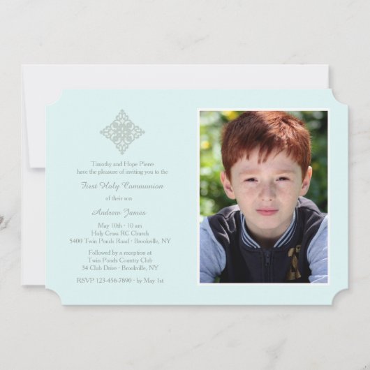 Eerbiedige Cross Religieuze Foto Uitnodiging (Voorkant)