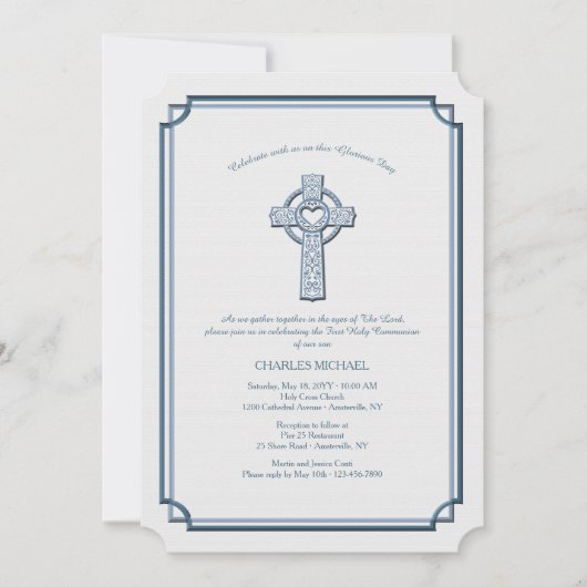 Eerbiedige Cross Religieuze Uitnodiging (Voorkant)