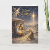 Eerbiedige kerststal feestdagen kaart (Voorkant)