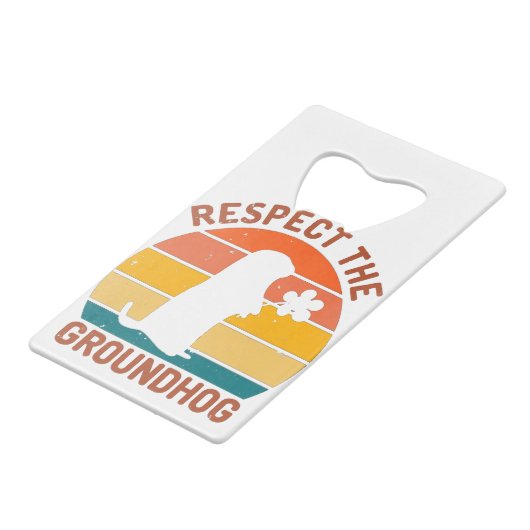 Eerbiediging van de grondhog creditkaart flessenopener (Achterkant Gekanteld)
