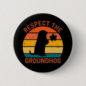 Eerbiediging van de grondhog ronde button 5,7 cm (Voorkant)