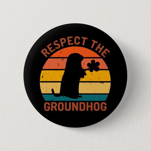 Eerbiediging van de grondhog ronde button 5,7 cm (Voorkant)