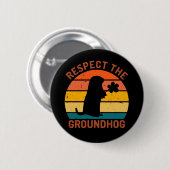 Eerbiediging van de grondhog ronde button 5,7 cm (Voorkant /achterkant)