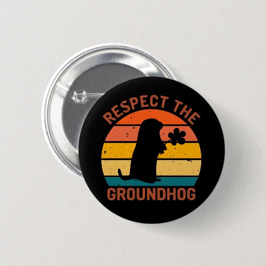 Eerbiediging van de grondhog ronde button 5,7 cm (Voorkant /achterkant)