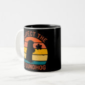 Eerbiediging van de grondhog tweekleurige koffiemok (Voorkant links)