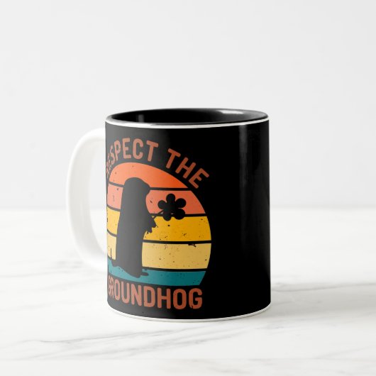 Eerbiediging van de grondhog tweekleurige koffiemok (Voorkant links)