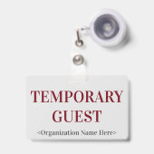 Eerbiedwaardige "TEMPORARY GUEST" Badge (Voorzijde met uittrekbare clip)