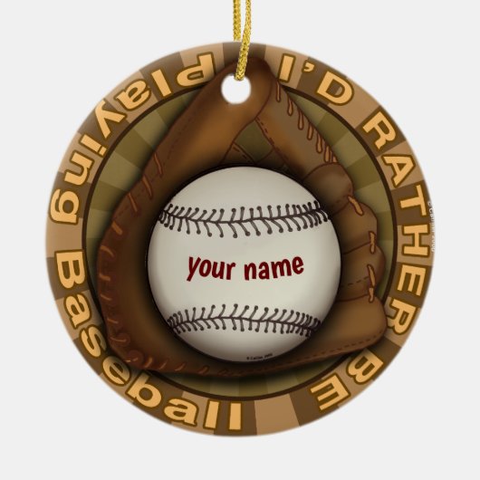 Eerder Baseball spelen Keramisch Ornament (Voorkant)