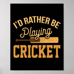 Eerder cricket spelen grappige trui wedstrijd toer poster