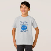 Eerder spelen - Speed blue hockey speler T-shirt (Voorkant volledig)