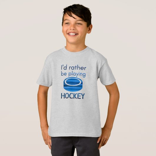 Eerder spelen - Speed blue hockey speler T-shirt (Voorkant volledig)