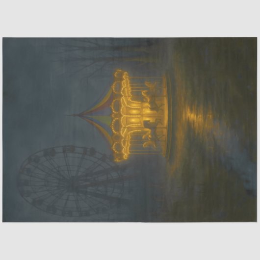 Eerie Abandoned Carousel at Night - Gothic  Tissuepapier (Voorkant)